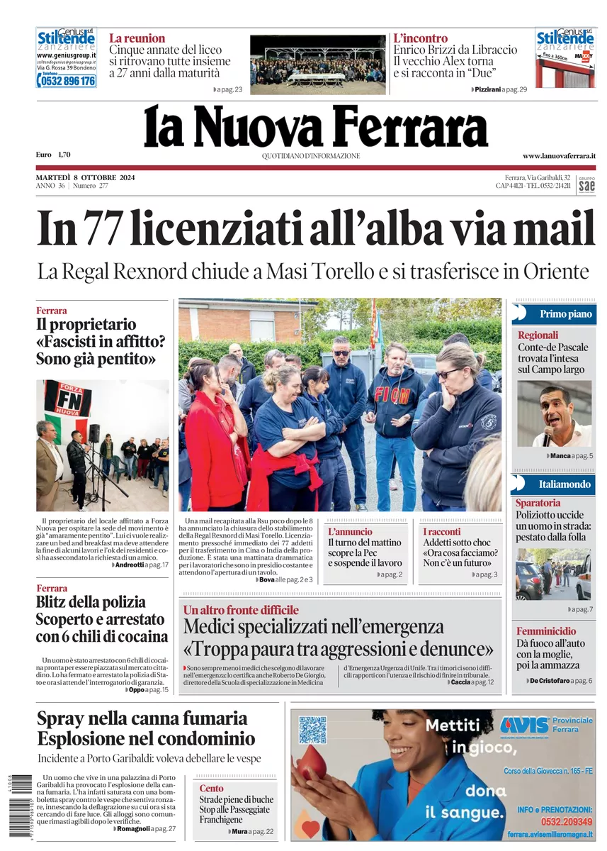 Prima-pagina-nuova ferrara-oggi-edizione-del-2024-10-08